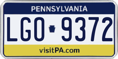 PA license plate LGO9372
