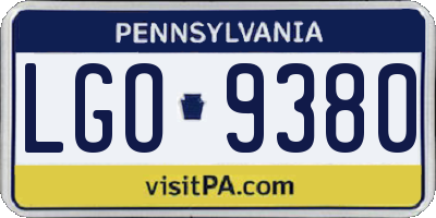 PA license plate LGO9380