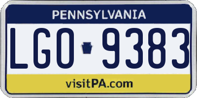 PA license plate LGO9383