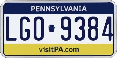 PA license plate LGO9384