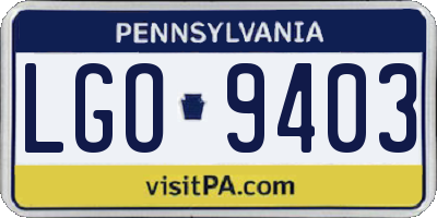 PA license plate LGO9403