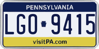 PA license plate LGO9415
