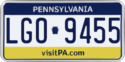 PA license plate LGO9455