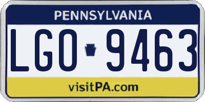 PA license plate LGO9463