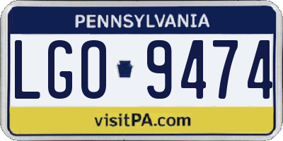 PA license plate LGO9474