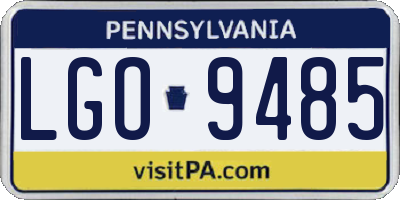 PA license plate LGO9485