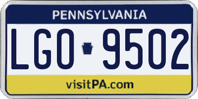 PA license plate LGO9502