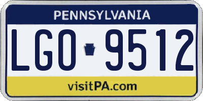 PA license plate LGO9512