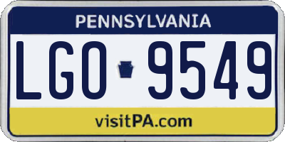 PA license plate LGO9549