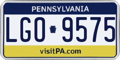 PA license plate LGO9575