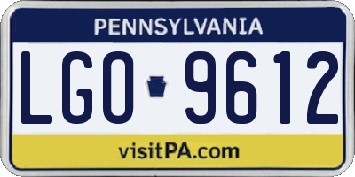 PA license plate LGO9612