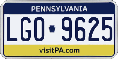 PA license plate LGO9625