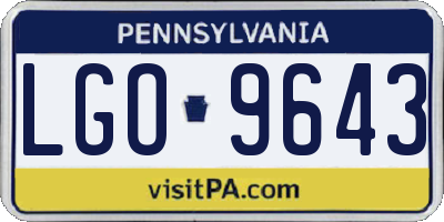 PA license plate LGO9643
