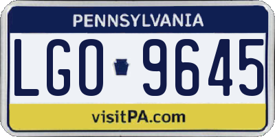 PA license plate LGO9645