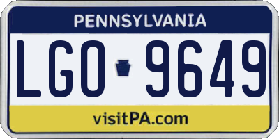 PA license plate LGO9649