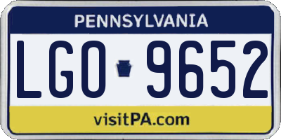 PA license plate LGO9652