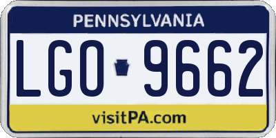 PA license plate LGO9662