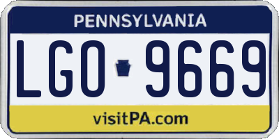 PA license plate LGO9669