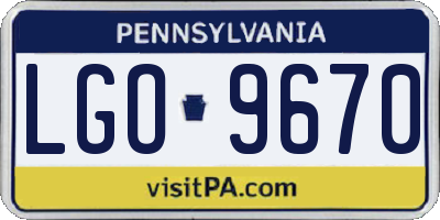 PA license plate LGO9670