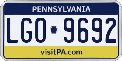 PA license plate LGO9692