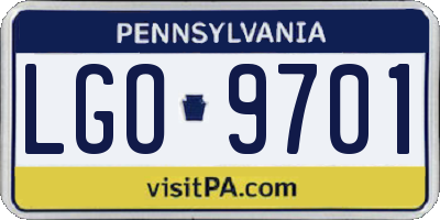 PA license plate LGO9701