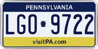 PA license plate LGO9722