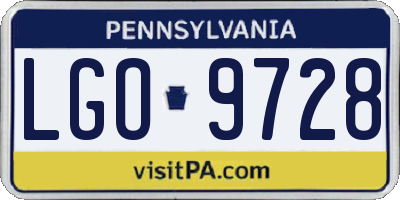 PA license plate LGO9728