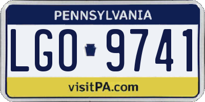 PA license plate LGO9741