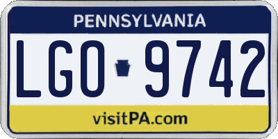 PA license plate LGO9742