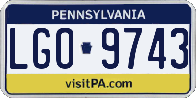 PA license plate LGO9743