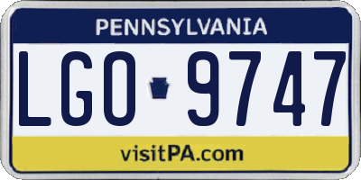 PA license plate LGO9747