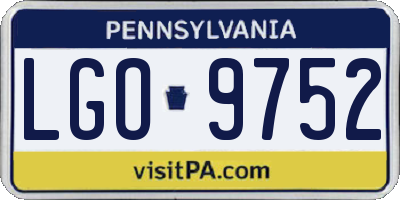 PA license plate LGO9752