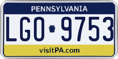 PA license plate LGO9753