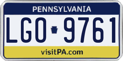 PA license plate LGO9761