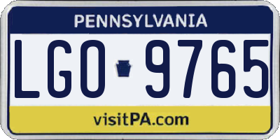 PA license plate LGO9765