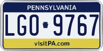 PA license plate LGO9767