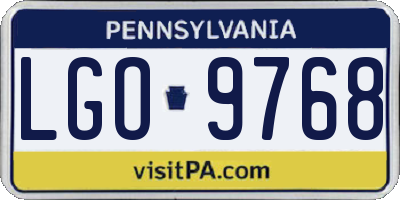 PA license plate LGO9768