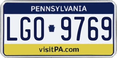 PA license plate LGO9769