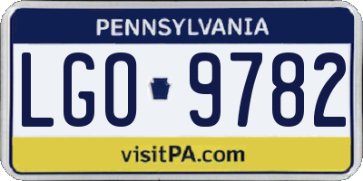 PA license plate LGO9782