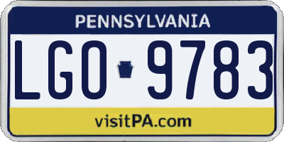 PA license plate LGO9783