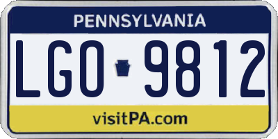 PA license plate LGO9812