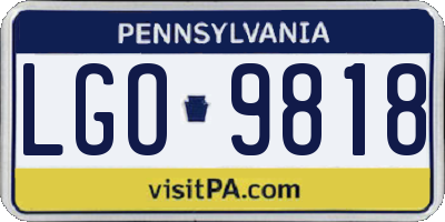 PA license plate LGO9818