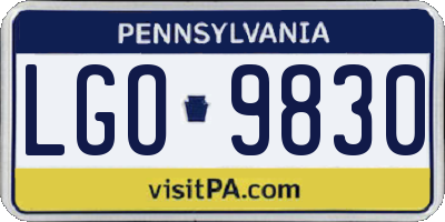 PA license plate LGO9830