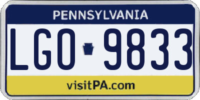 PA license plate LGO9833
