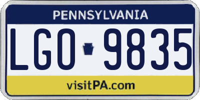 PA license plate LGO9835