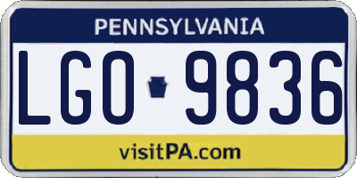 PA license plate LGO9836