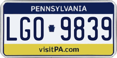 PA license plate LGO9839