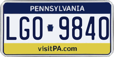 PA license plate LGO9840
