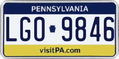 PA license plate LGO9846
