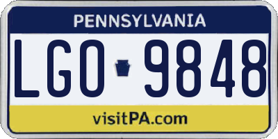 PA license plate LGO9848